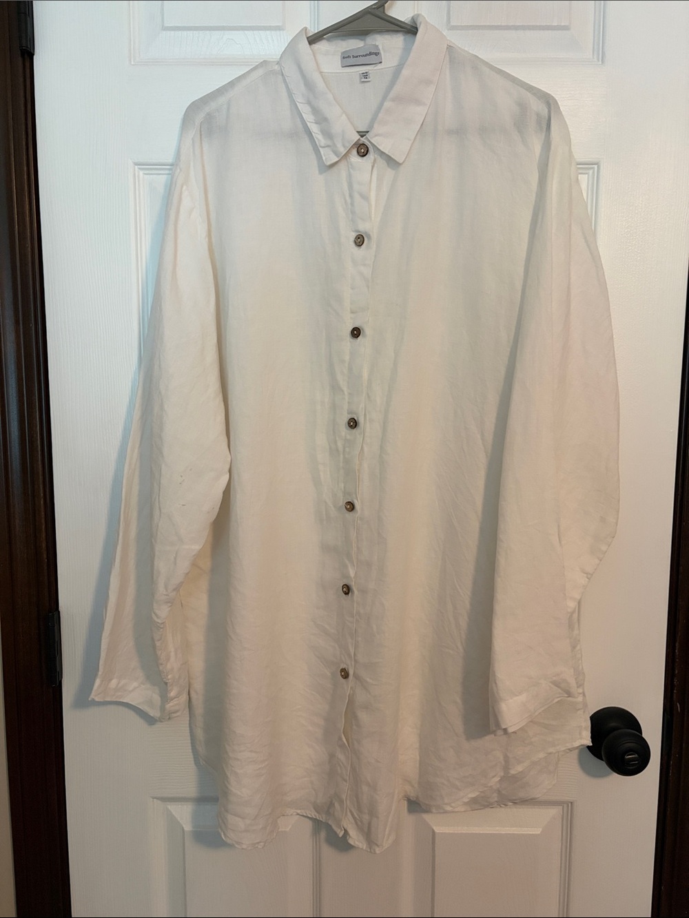 Soft Surroundings 100% linen button front tunic top/ dress/ coverup